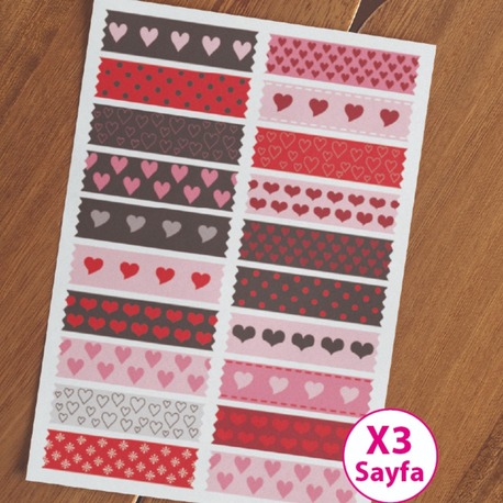 Planlayıcı, Ajanda, Bullet için Kalpli Washi Bant Stickerları 60 Adet