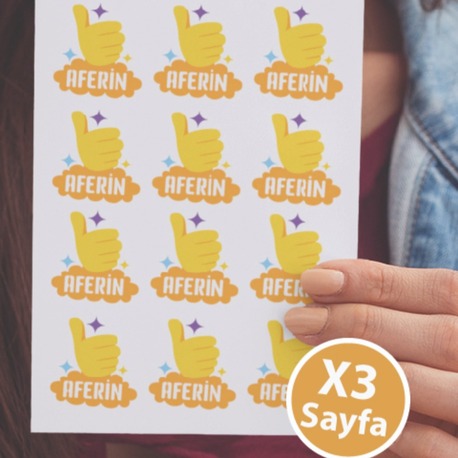 Aferin Ödev Öğretmen Etiketi ,Sticker 36 Adet