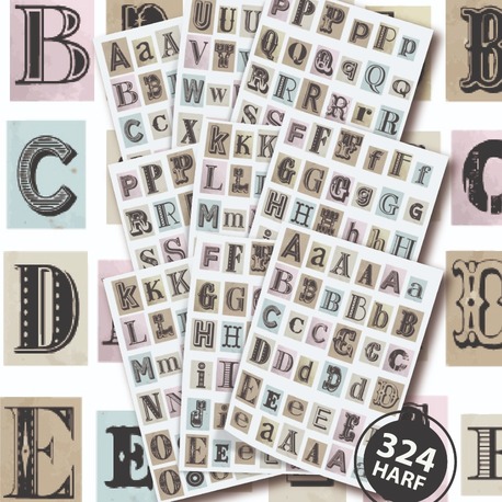 Harfler Alfabe Sticker Seti Toplam 324 Harf