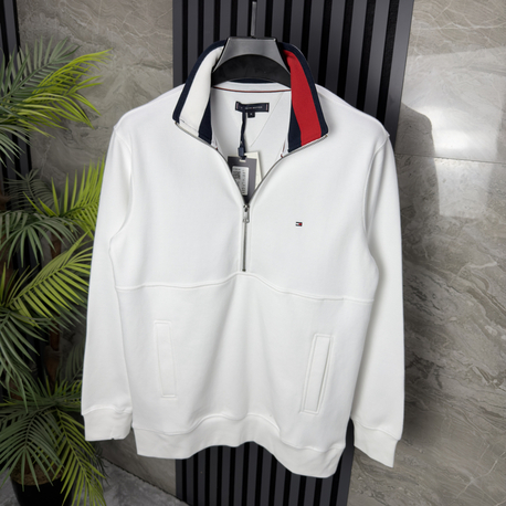 TH Yarım Fermuarlı Sweatshirt (beyaz)