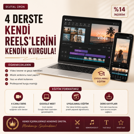 (TEMMUZ) 1:1 CapCut Eğitimi – 4 Derste Kendi Reels’lerinizi Kendiniz Kurgulayın. 