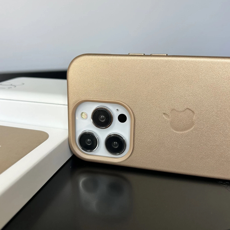 Apple MagSafe Özellikli Deri Kılıf - Gold