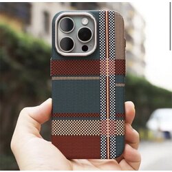 İPhone Fiber Carbon Kılıf -Vintage Kareli