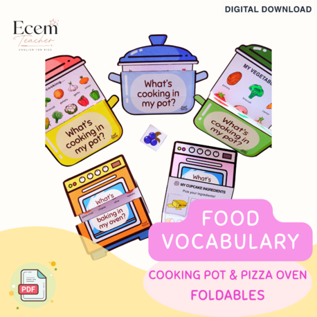Food Vocabulary Craft Bundle | Cooking Pot & Pizza Oven Activities