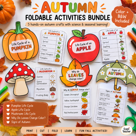 Autumn Foldable Activities Bundle | Fall Life Cycle Crafts 