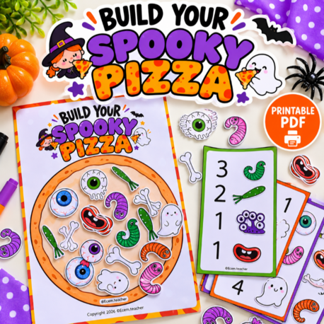 Halloween Pizza Counting Activity | Build Your Spooky Pizza Printable 