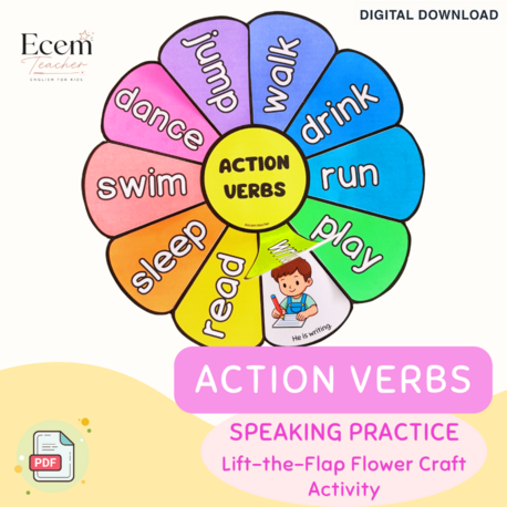 Lift the Flap Action Verbs Activity | ESL Vocabulary Game