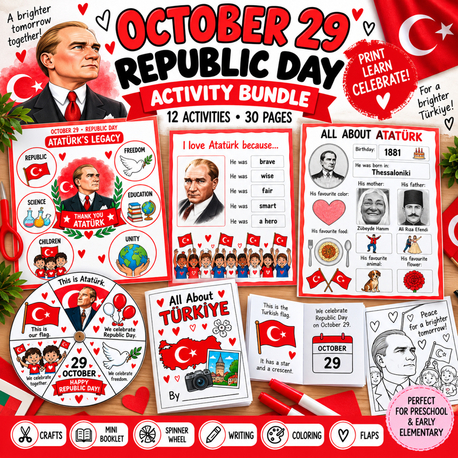October 29 Republic Day Activities Bundle | Türkiye Cumhuriyet Bayramı 