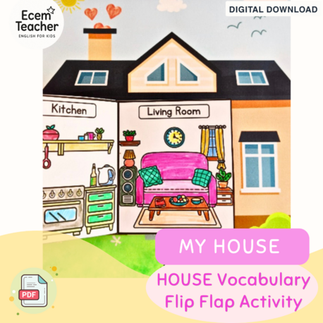 Peek Inside My House | Flip Flap Parts of the House Activity + Mini House Foldable Craft