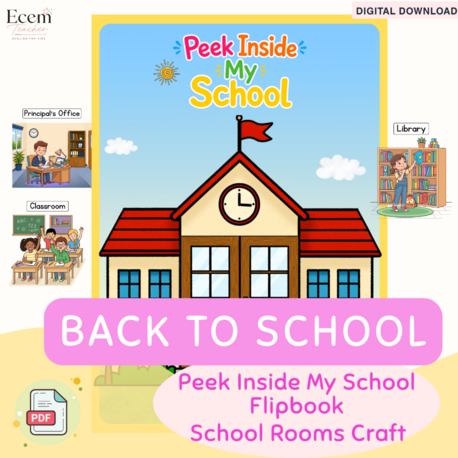 Peek Inside My School Flipbook | School Rooms Craft | Back to School Printable