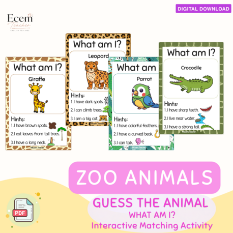 Zoo Animals| Guess the Animal | Who Am I? Matching Activity
