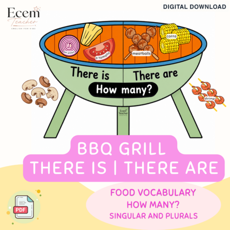 BBQ Grill | There Is There Are | Food Vocabulary | Printable ESL Activity 