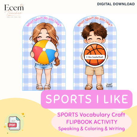 SPORTS FLIPBOOK ACTIVITY | ESL Sports Vocabulary Craft | Lift the Flap Speaking Activity