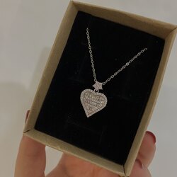 çelik silver | pırlanta kalp kolye 