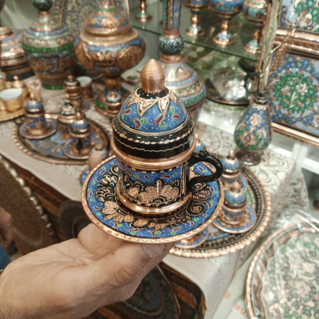 Saf bakır el işlemesi kahve fincanı