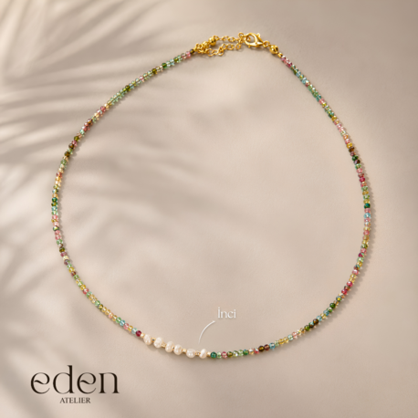 Renkli Glow Bead | İnci Detaylı Kristal Boncuk Kolye