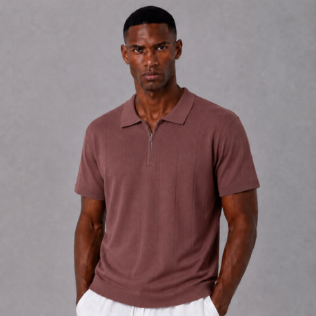 Polo Yaka Fermuarlı Triko T-Shirt