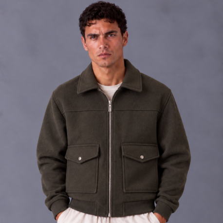 Premium Cepli Bomber Ceket - Haki
