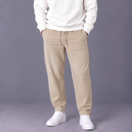 Relax Fit Düz Paça Pantolon - Krem