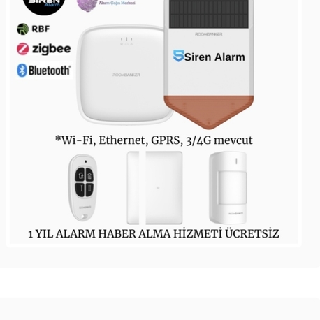 Roombanker Kablosuz Home Security Hub (Station) Alarm Seti Kit 3 ( Sirenli )