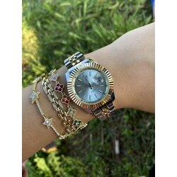 Rolex Seri Silver-Gold İçi Mavi Saat