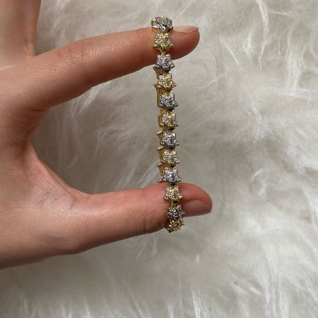 Elegant Gold Silver Yıldız Taşlı Bileklik