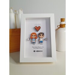 Koruyucu Camlı 3 Boyutlu Mini Figür Tablo