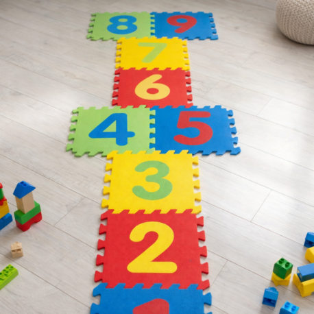 EKİM TOYS 9 Parça Büyük Boy  13 mm Rakamlı Sayılı Eva Oyun Karosu Yer Matı Puzzle Yapbo