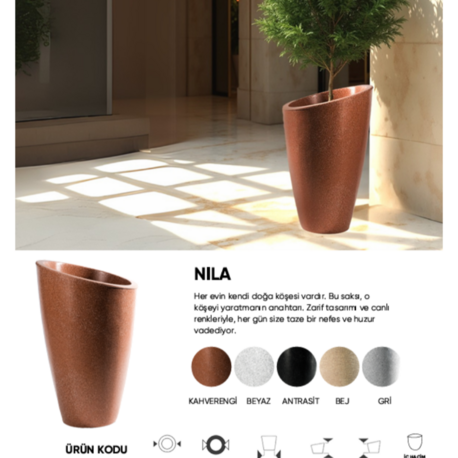 BOSTANN DEKORATİF SAKSI - NILA 310 - 77 LİTRE