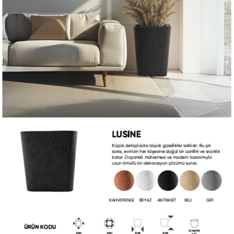 BOSTANN DEKORATİF SAKSI - LUSINE 200 - 47 LİTRE