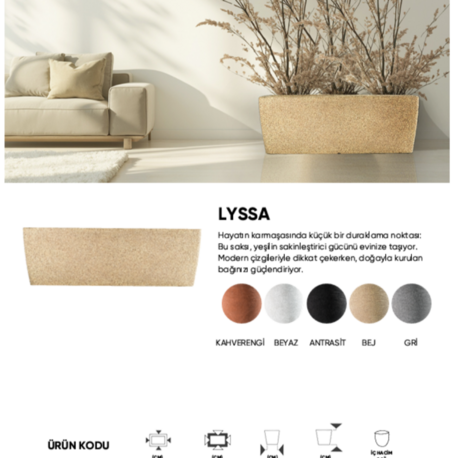 BOSTANN DEKORATİF SAKSI - LYSSA 160 - 18 LİTRE