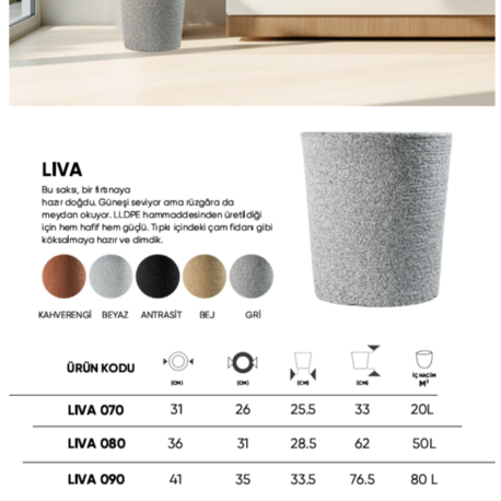 BOSTANN DEKORATİF SAKSI - LIVA 070 - 20 LİTRE