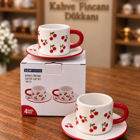 LCW HOME KİRAZLI FİNCAN SET 