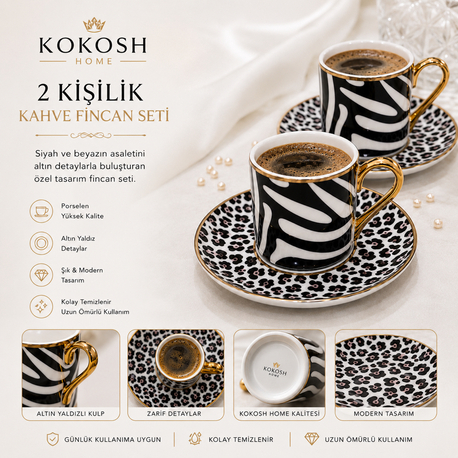 2’Lİ KOKOSH HOME KAHVE FİNCAN SET