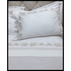 ŞAL SİM NEVRESİM PİKE SETİ (EKRU GÜMÜŞ NAKIŞ)