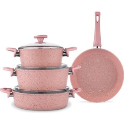 Schafer Toll Granit 7 Parça Tencere Takımı - Pembe