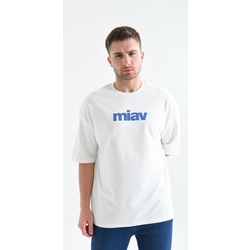 İki İplik Mavi Miav Oversize T-shirt