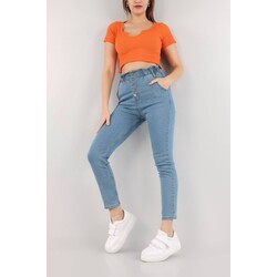 BEL LASTİKLİ DÜĞMELİ MOM JEAN 