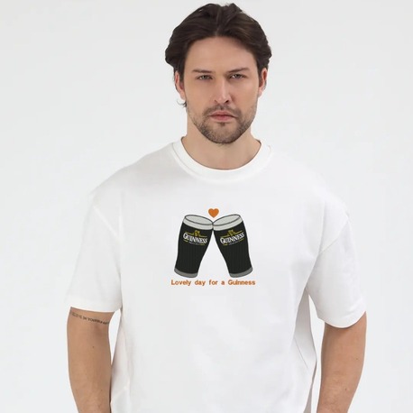 Guinness Nakış İşlemeli Unisex Oversize T-Shirt