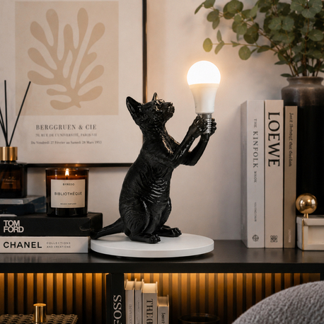 Kedi Lamba Dekoru | 24 cm 3D Baskı Tasarım Masa Lambası | Kablolu