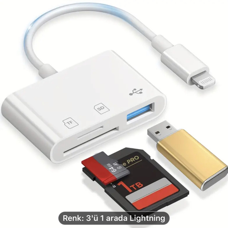 iPhone için hafıza kartı ve usb okuyucu