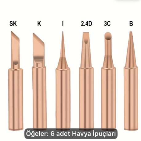 6 parça çeşitli bakır havya ucu 