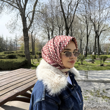 İthal Twill İpek Eşarp Bordo