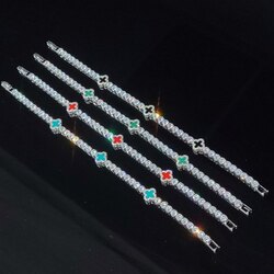 Iced Out Clover Tennis Bracelet