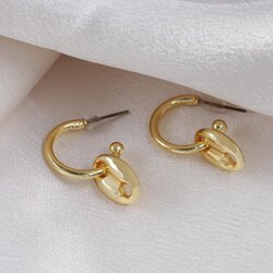 Gold düğme model küpe