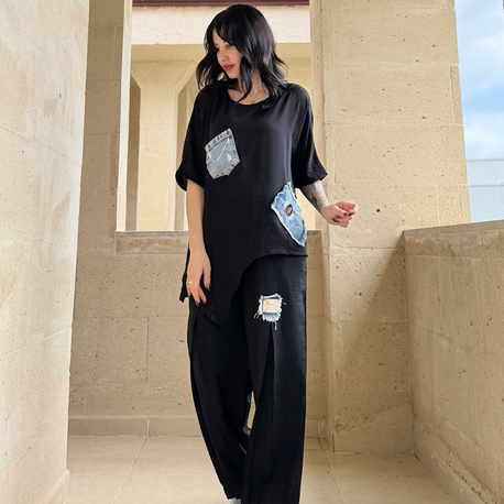 Denim Detay Tasarım Takım (SİYAH)