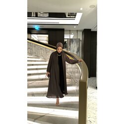 Şal Yaka Kahve Abaya