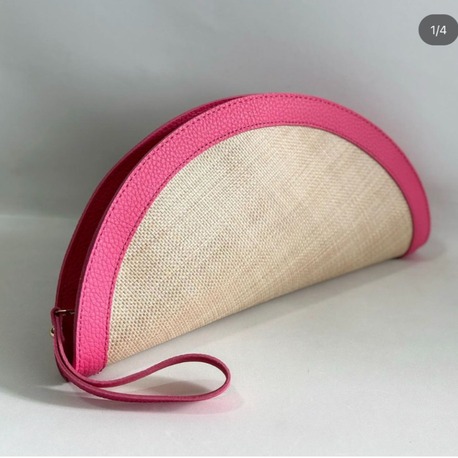 Oval Hasır Çanta Pembe