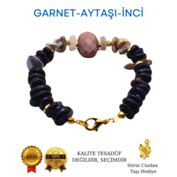 GARNET AYTAŞI İNCİ DOĞAL TAŞ TARZ BİLEKLİK