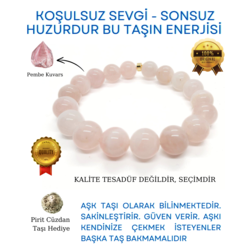 A KALİTE Pembe Kuvars Doğal Taş Bileklik